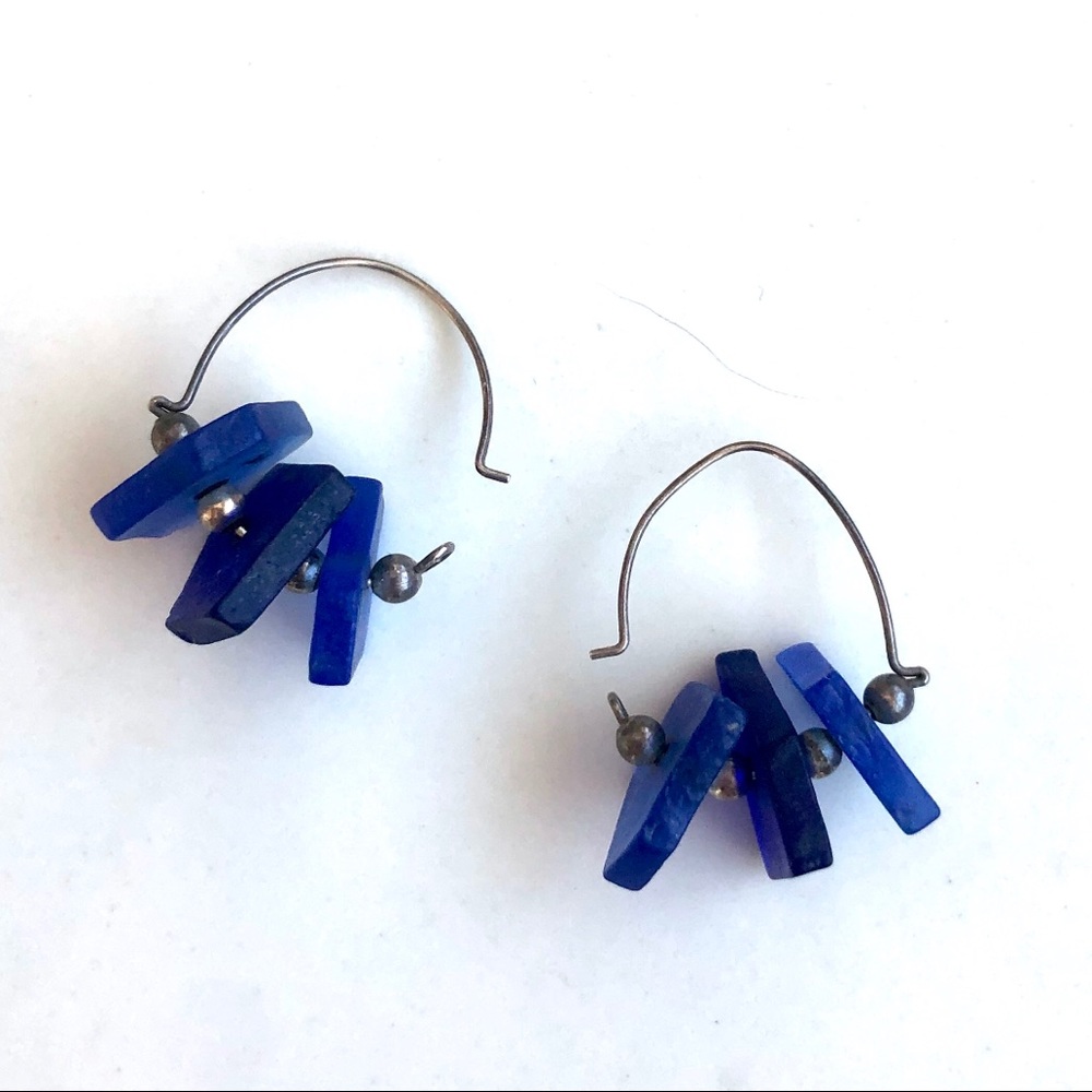 Blue sea glass earrings
